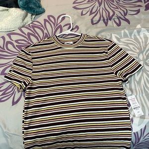 Burgundy and yellow stripe t-shirt